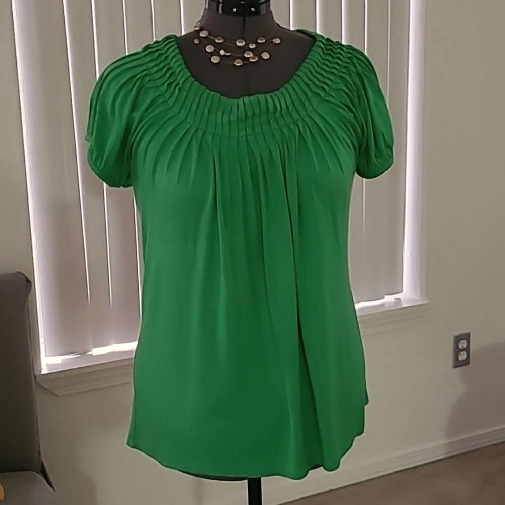 Style & Co. Womsn,s Pleaed-neck , short sleeve top created for Macy's
